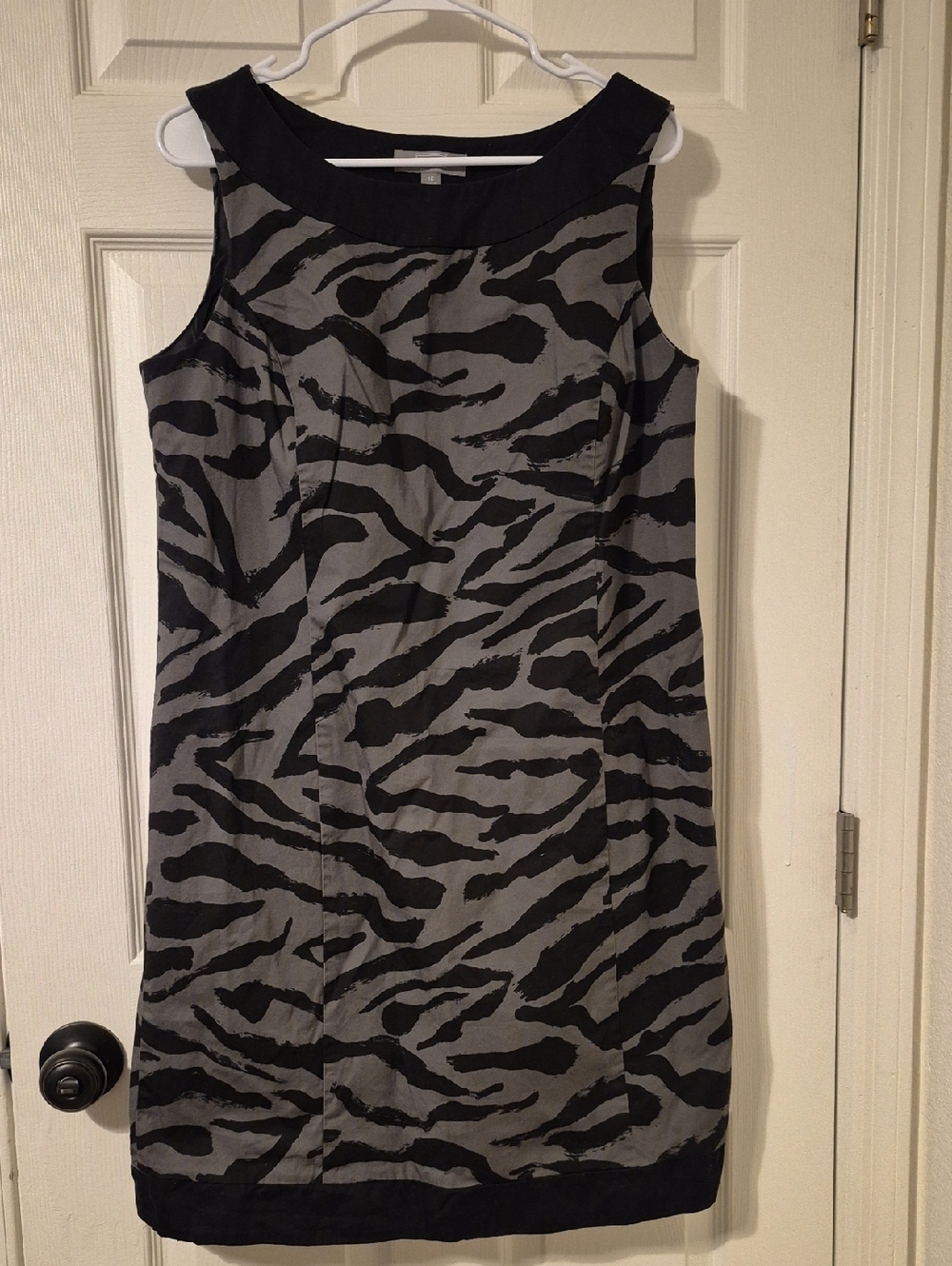 Merona Black and Gray Zebra-Print Sleeveless Shift Dress